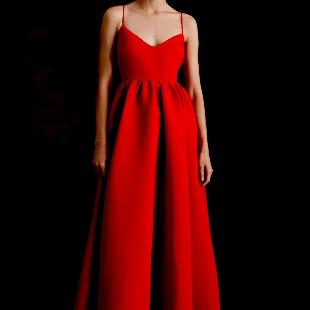 Sachin & Babi Anthropologie Hadley Red Bow Gown Dress Size 6 Audrey Hepburn